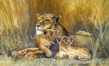  löwe maler - Löweess und Jungen 2